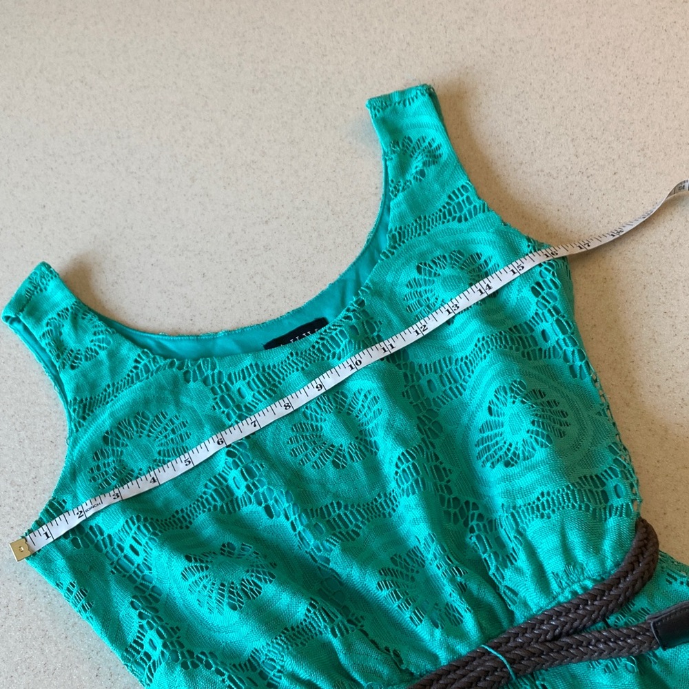 AUW Turquoise Lace Asymmetrical Dress NWOT Women Size Medium - Picture 10 of 15